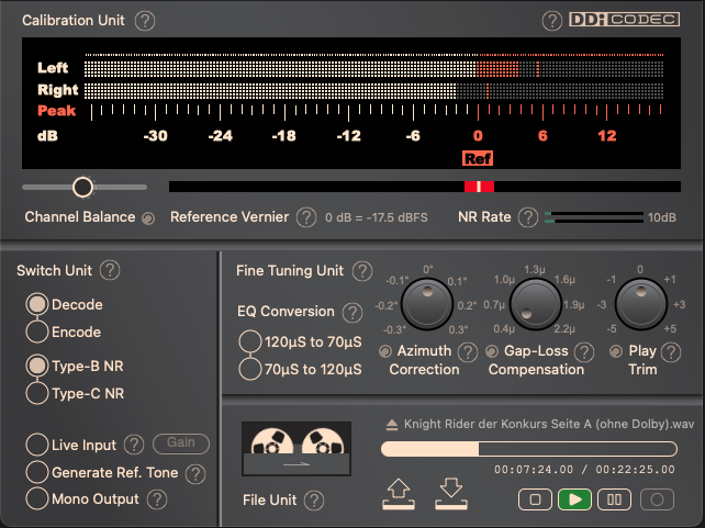 02_DDi Codec Dolby als Software eröffnet ganz neue Möglichkeiten zur Restauration alter Bänder, zumal es solche hilfreichen Dinge wie Play-Trim im echten Leben leider nur bei wenigen Tapedecks gab.