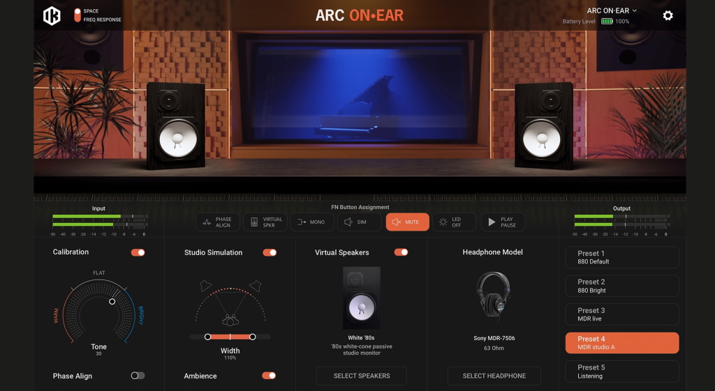 IK Multimedia ARC ON EAR Plug-in GUI